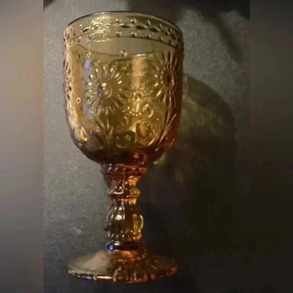 Vintage Wine Glass Goblets Gold Amber Color set of 2 for $25, set of 4 for $40